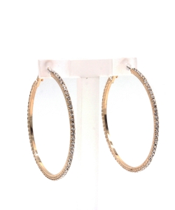 Rhinestone Hoop Earrings Large EH910165 Gold